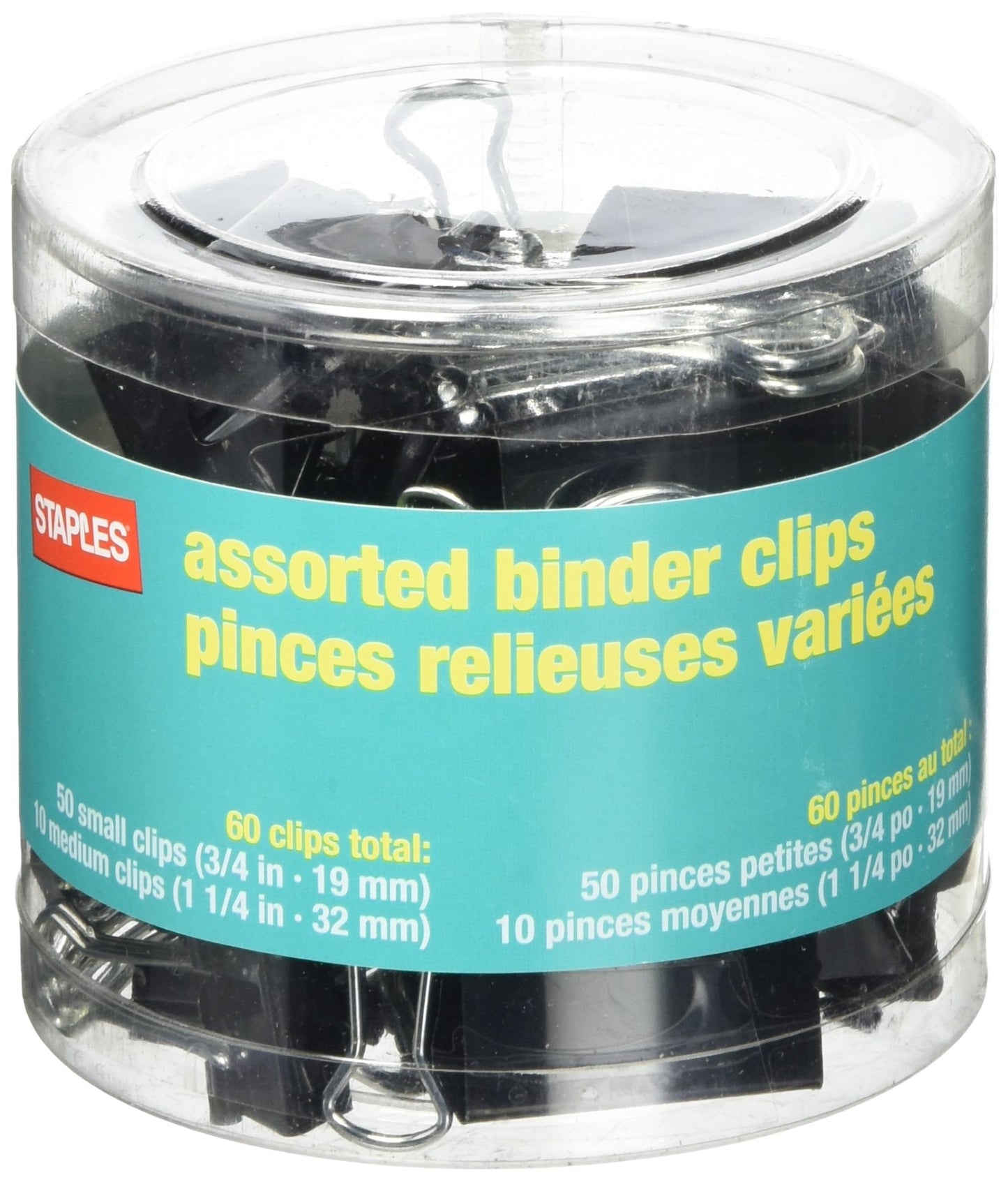 Assorted Binder Clips, Black, 60/Pack