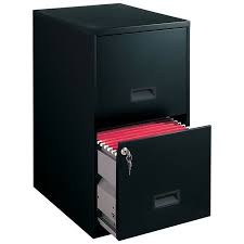 2-Drawer Light Duty Vertical File Cabinet, Locking, Letter, Black, 18"